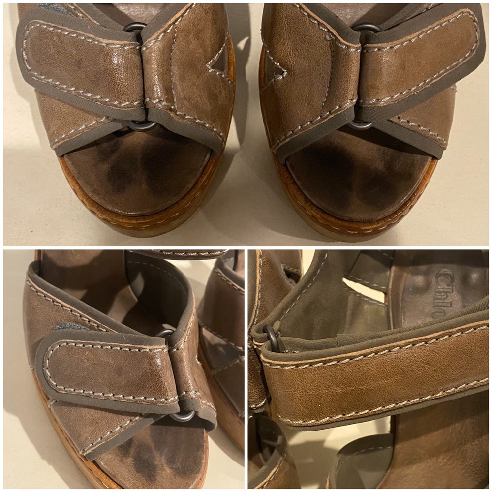Authentic Chloe Leather and Wood Platform Sandals - Picture 8 of 8